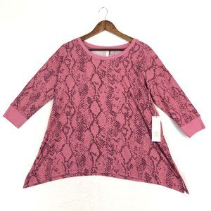 LuLaRoe Cozy NWT Women's Size Small Kate Pink 3/4 Sleeve Sharkbite Relaxed Tee